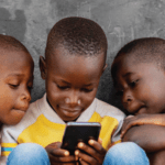 Children using the phone